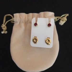 GOLD PLATED RUBY AND GOLD LITTLE STUDS FROM DUBAI